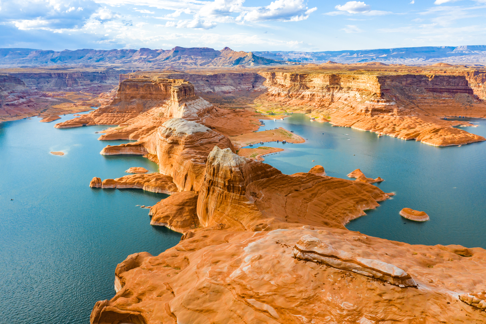 An aerial view of Lake Powell