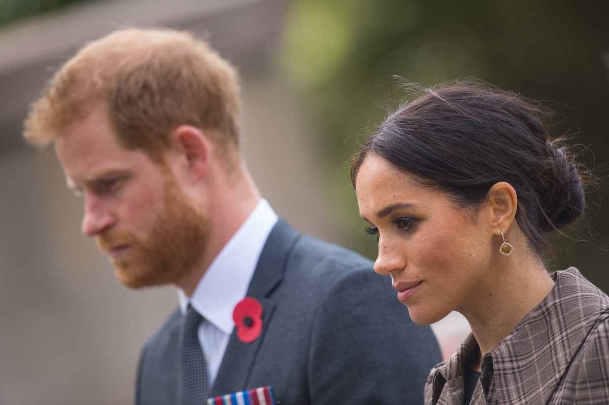 Prince Harry, Duke of Sussex and Meghan, Duchess of Sussex visit the newly unveiled UK war memorial and Pukeahu National War Memorial Park on October 28, 2018 in Wellington, New Zealand. 