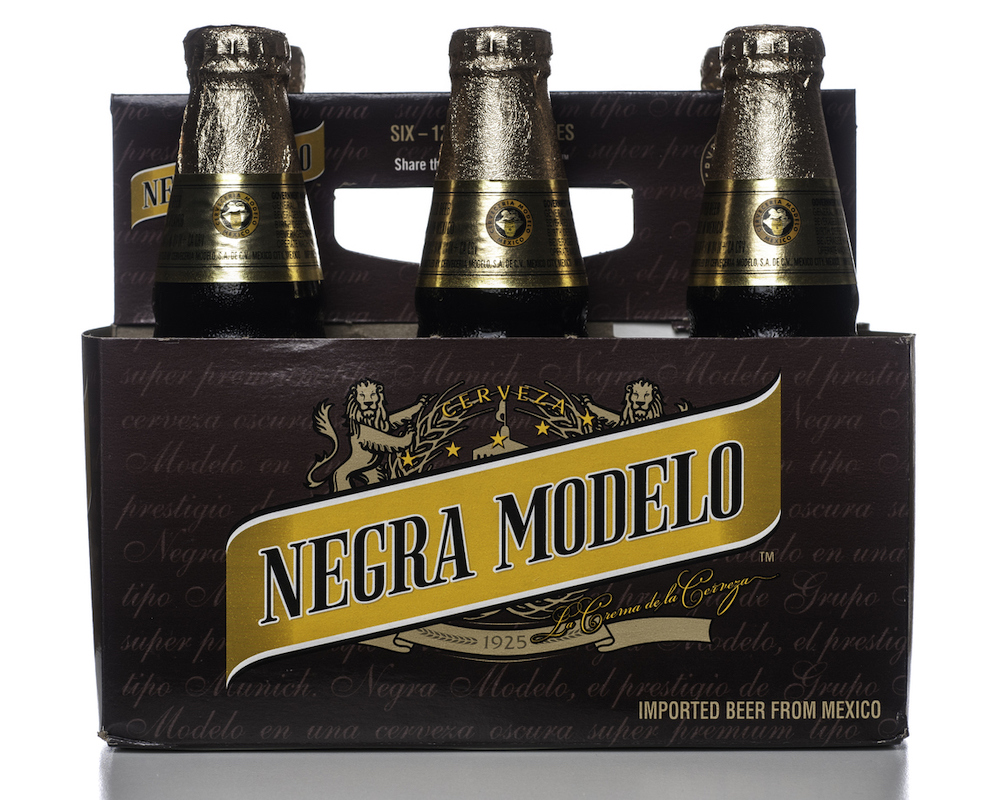 Six pack of Negra Modelo beer. 