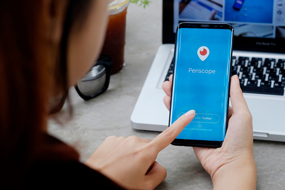 A person using the Periscope app on their phone