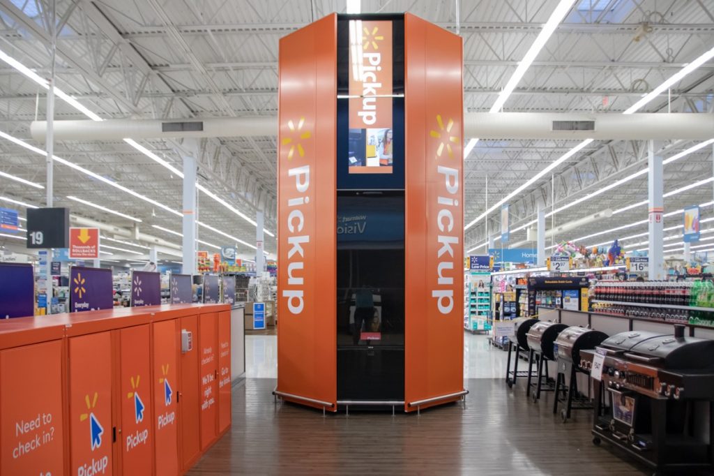 Walmart Supercenter Pickup Area in modern style and orange color