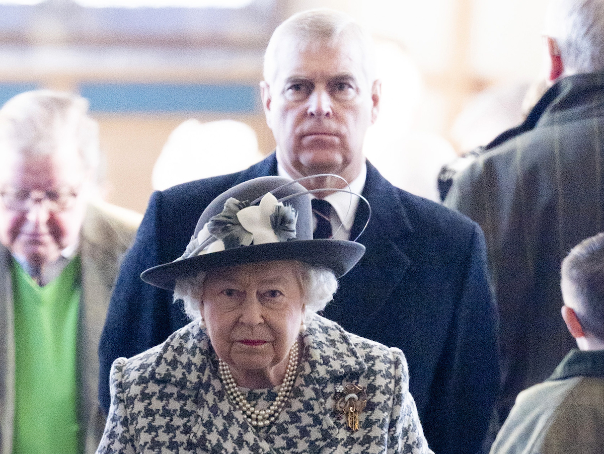 Queen Elizabeth II and Prince Andrew, Duke of York attend church