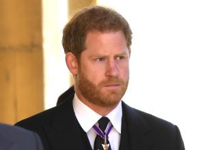 Prince Harry, Duke of Sussex during the funeral of Prince Philip, Duke of Edinburgh at Windsor Castle on April 17, 2021 in Windsor, England.