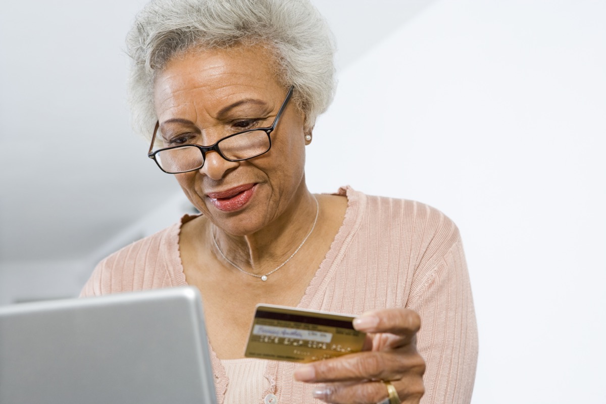 Older woman online shopping