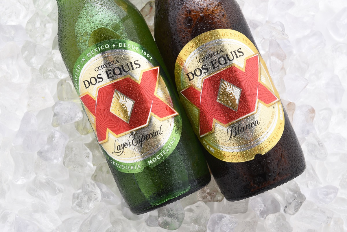 bottles of dos equis beer on ice