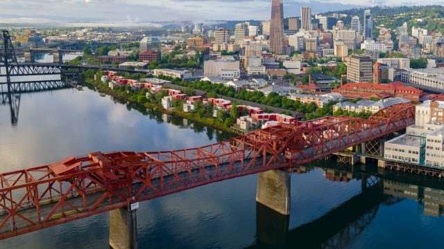 An aerial view of downtown Portland, Oregon