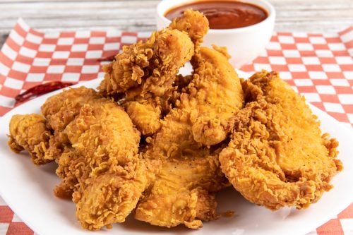 southern fried chicken, deep fried chicken on place