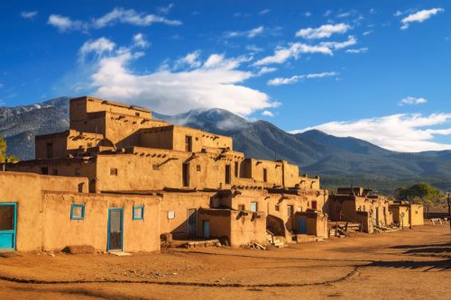 ancient dwellings of UNESCO World Heritage Site, Taos Pueblo in New Mexico
