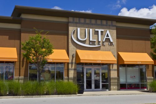 exterior of ulta store surrounded by trees and bushes in the daytime