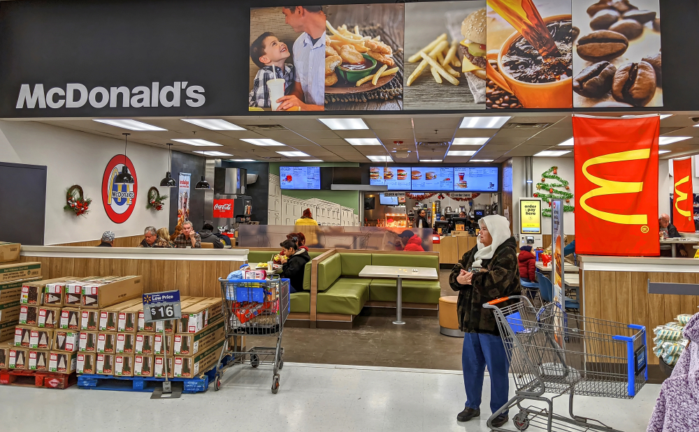 A McDonald's location inside a Walmart SuperCenter