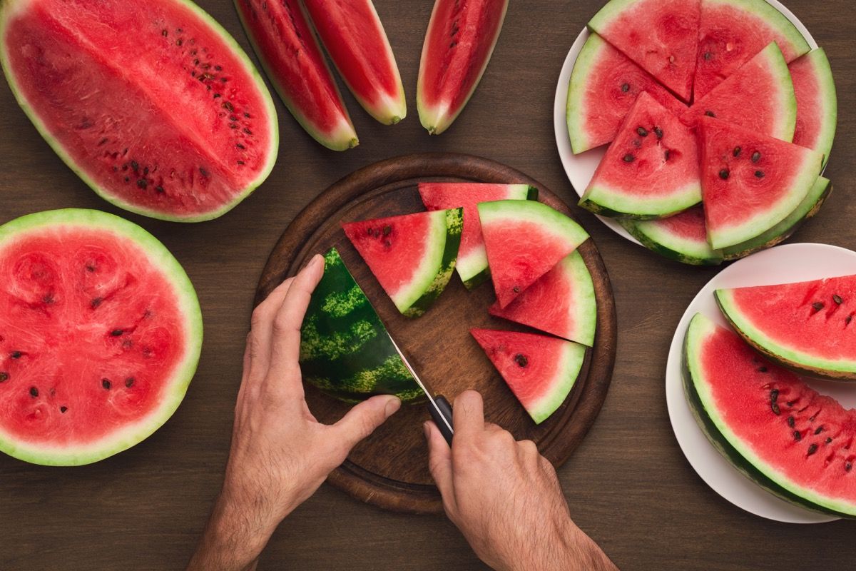 watermelon with black seeds on a table