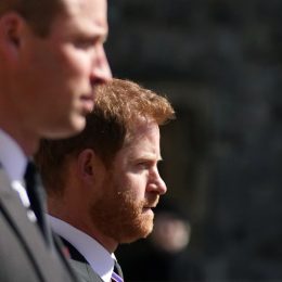 The Duke of Cambridge and Prince Harry walking in the procession at Windsor Castle, Berkshire, during the funeral of the Duke of Edinburgh on April 17, 2021. P