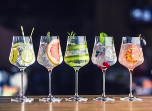 cocktails with a variety of fruits
