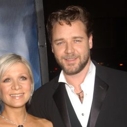 Danielle Spencer and Russell Crowe at the premiere of "Master and Commander" in 2003