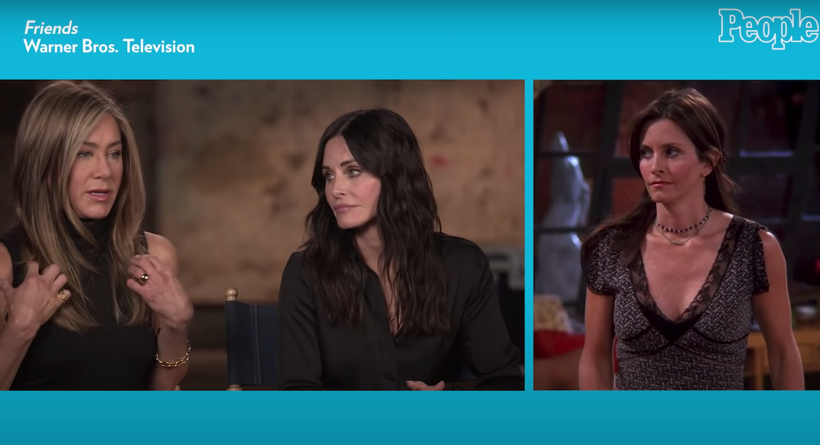 Jennifer Aniston and Courtney Cox being interviewed by "People"