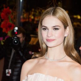 Lily James at the premiere of "Cinderella" in Berlin in 2015