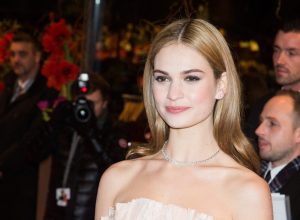Lily James at the premiere of "Cinderella" in Berlin in 2015