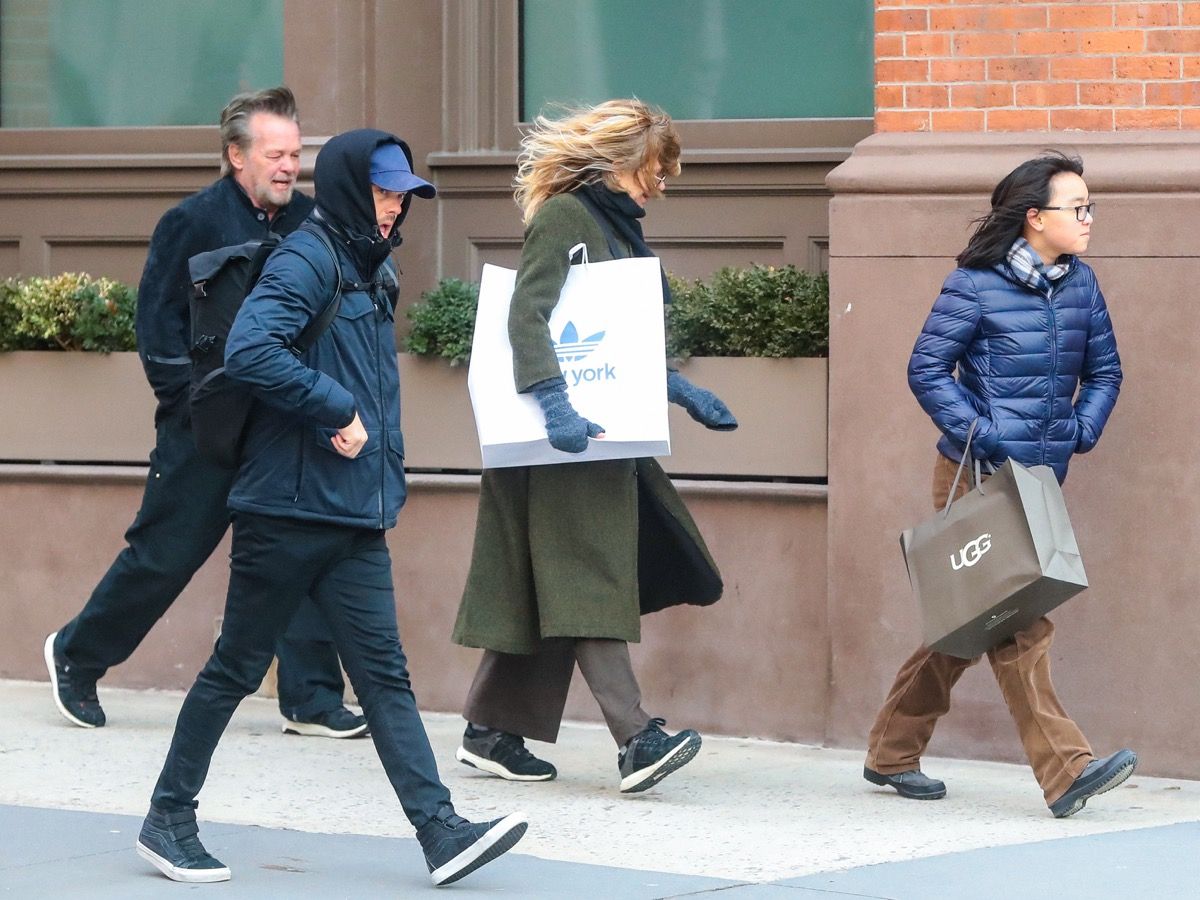 Meg Ryan John Mellencamp Daisy Ryan walking in NYC