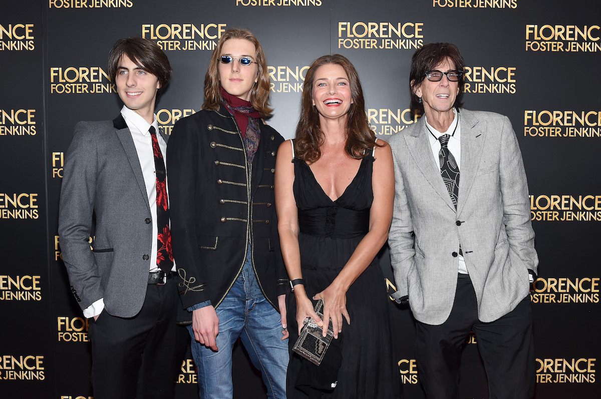 Jonathan Otcasek, Oliver Otcasek, Paulina Porizkova, and Ric Osasek at the premiere of "Florence Foster Jenkins" in 2016