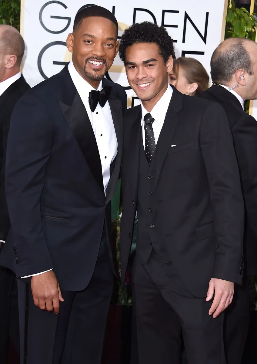 Will Smith and son Trey Smith at Golden Globes