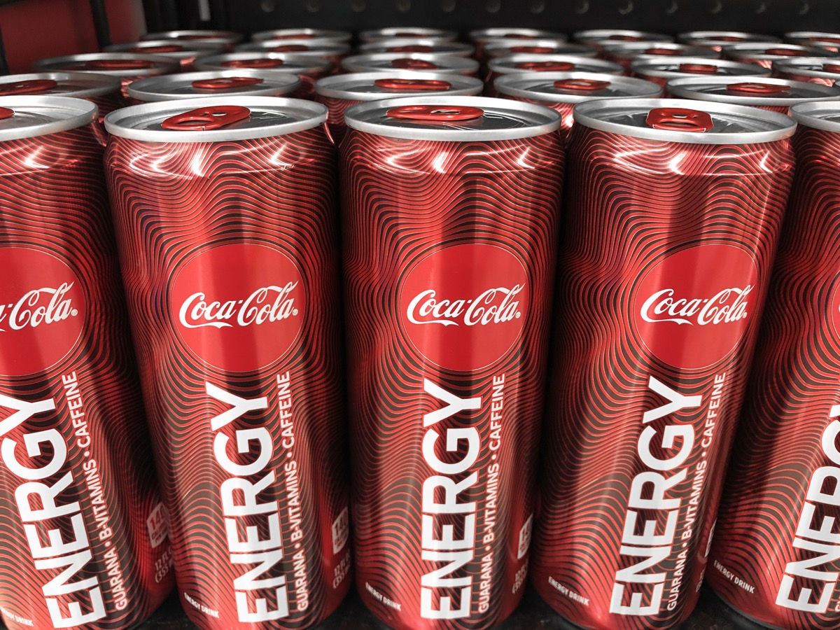 Indianapolis - Circa July 2020: Coca Cola Energy drink cans. Coke entered the Energy Drink market after buying an interest in Monster Beverage Corporation.