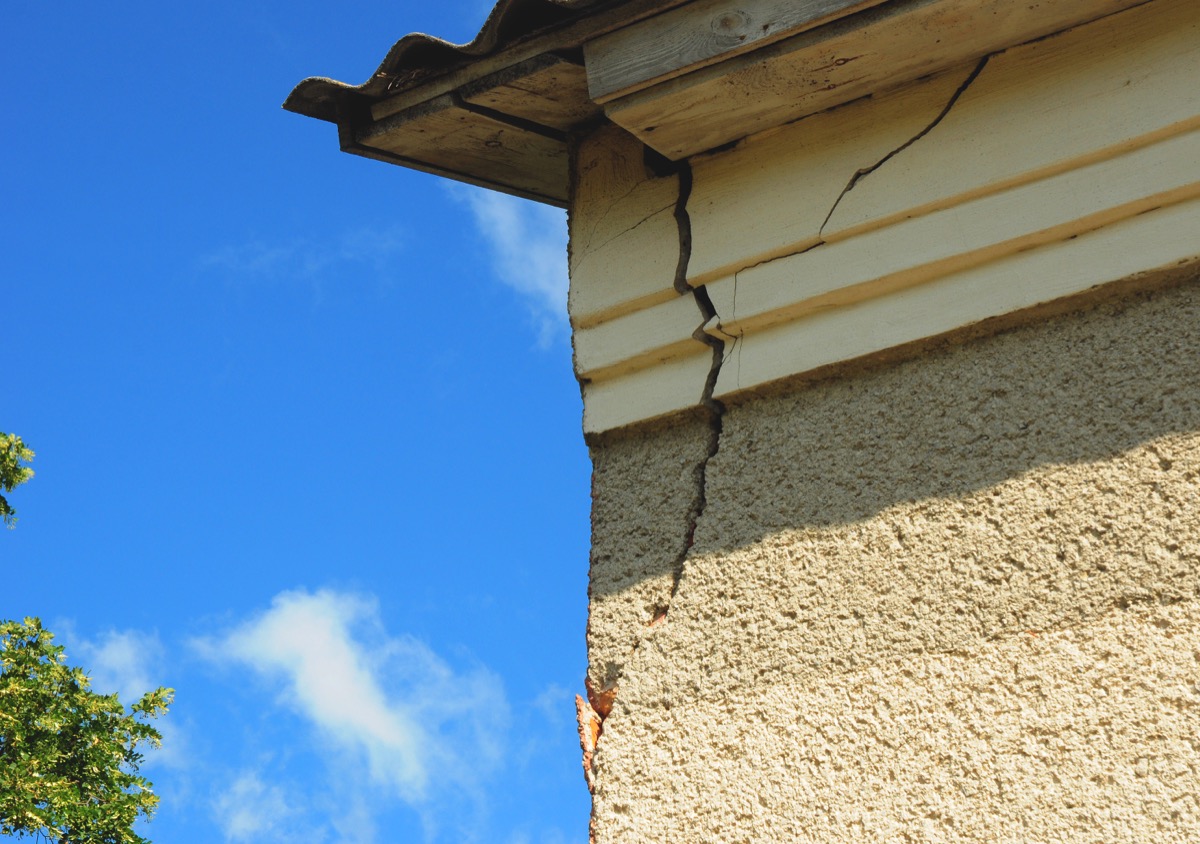 cracked exterior wall