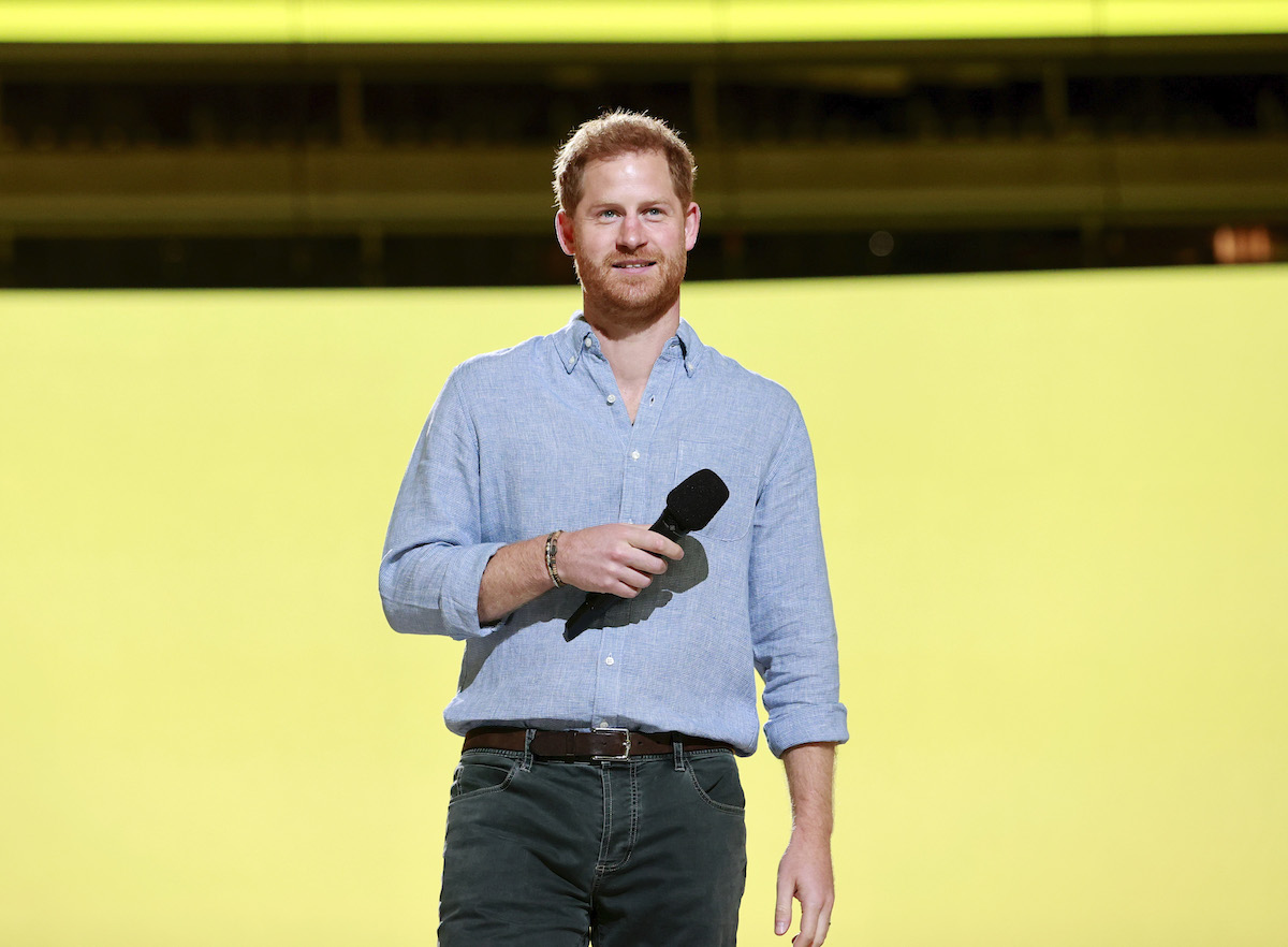 In this image released on May 2, Prince Harry, The Duke of Sussex speaks onstage during Global Citizen VAX LIVE: The Concert To Reunite The World at SoFi Stadium in Inglewood, California. Global Citizen VAX LIVE: The Concert To Reunite The World will be broadcast on May 8, 2021. 