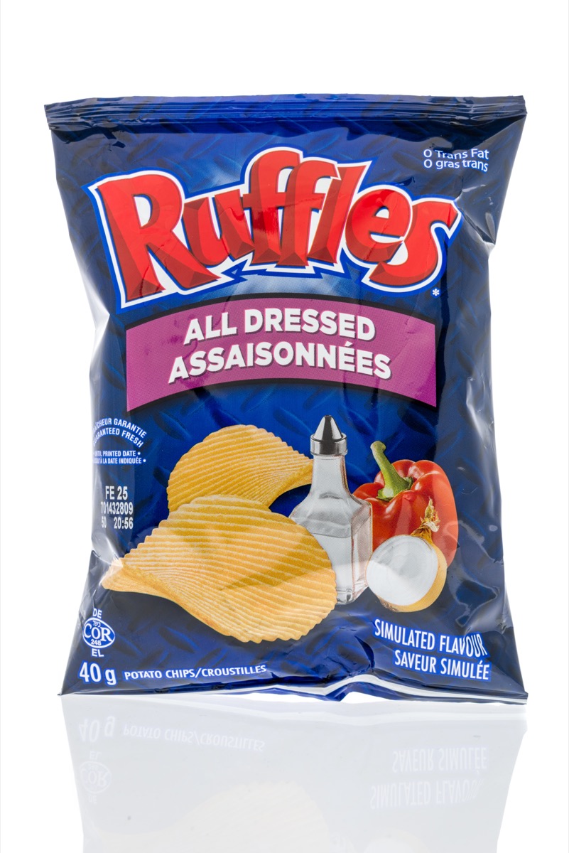 ruffles all dressed chips in blue bag