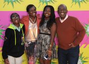 Al Roker, Deborah Roberts, and their children Leila and Nick at the Kids' Choice Awards in 2013