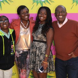 Al Roker, Deborah Roberts, and their children Leila and Nick at the Kids' Choice Awards in 2013