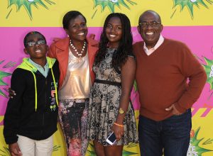 Al Roker, Deborah Roberts, and their children Leila and Nick at the Kids' Choice Awards in 2013