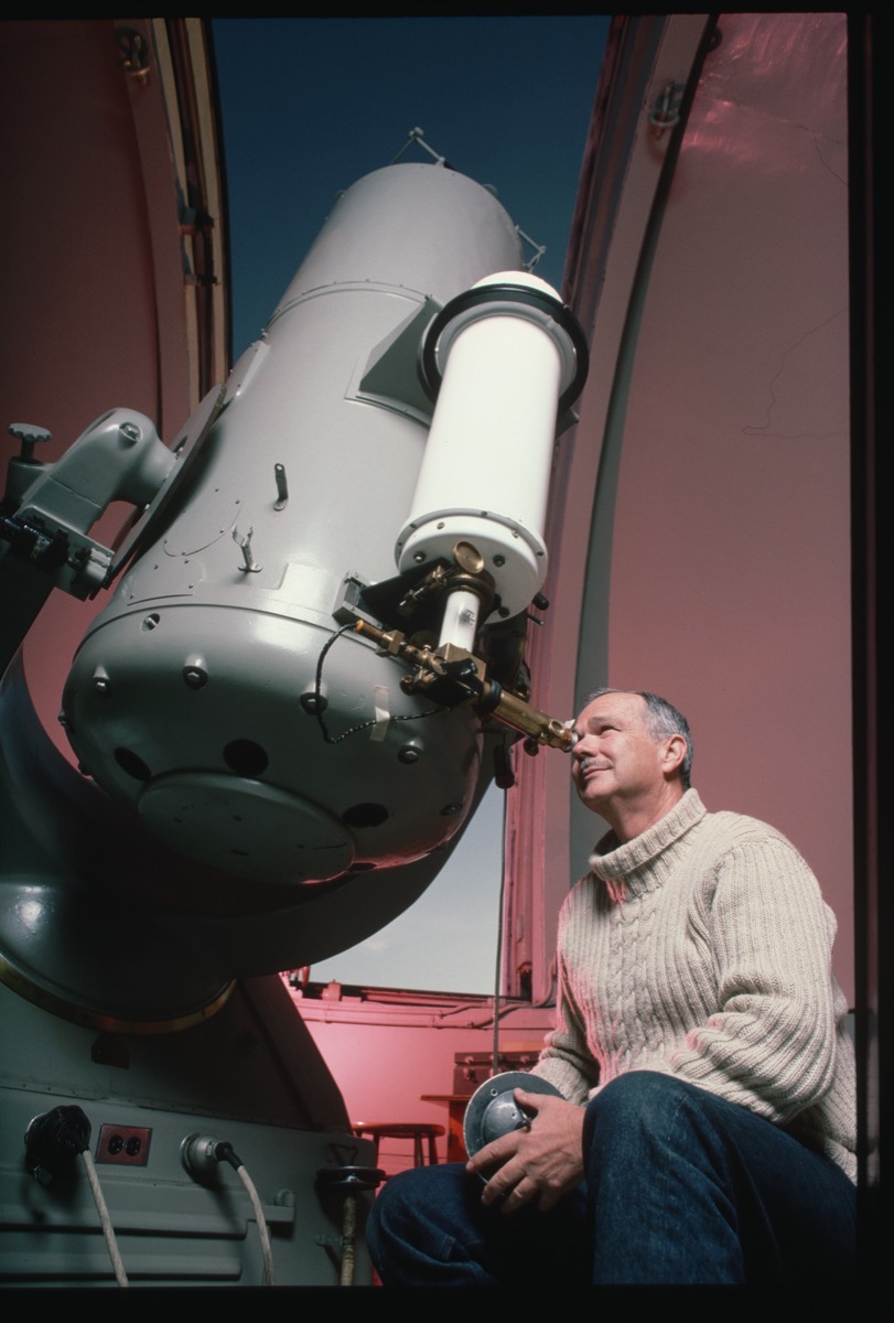 Eugene Shoemaker with telescope