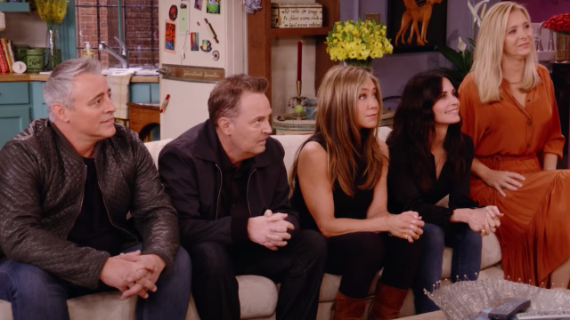 Matt LeBlanc, Matthew Perry, Jennifer Aniston, Courtney Cox, and Lisa Kudrow on the "Friends" reunion