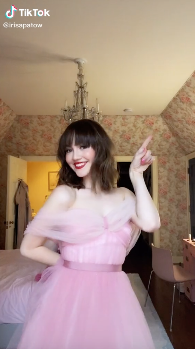 Iris Apatow in her prom video on TikTok