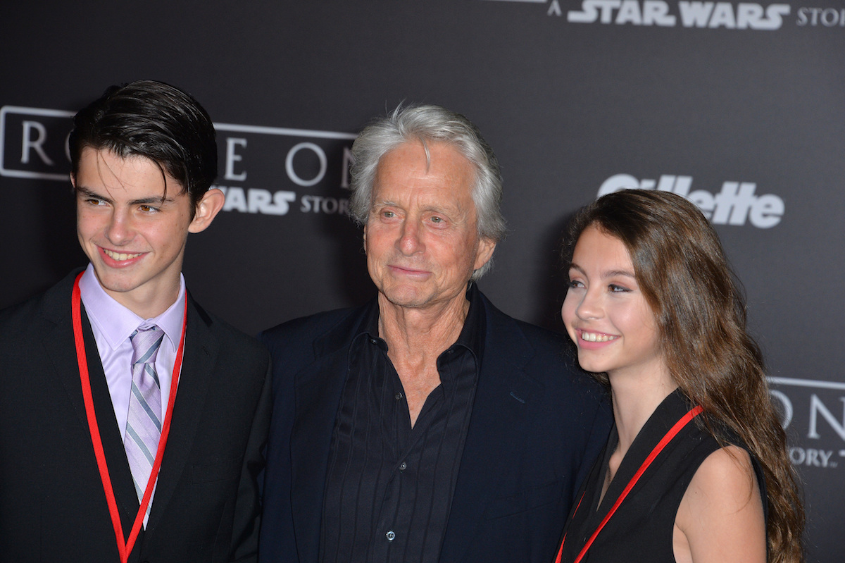 Michael Douglas with children Dylan and Carys at the premiere of "Rogue One: A Star Wars Story" in 2016