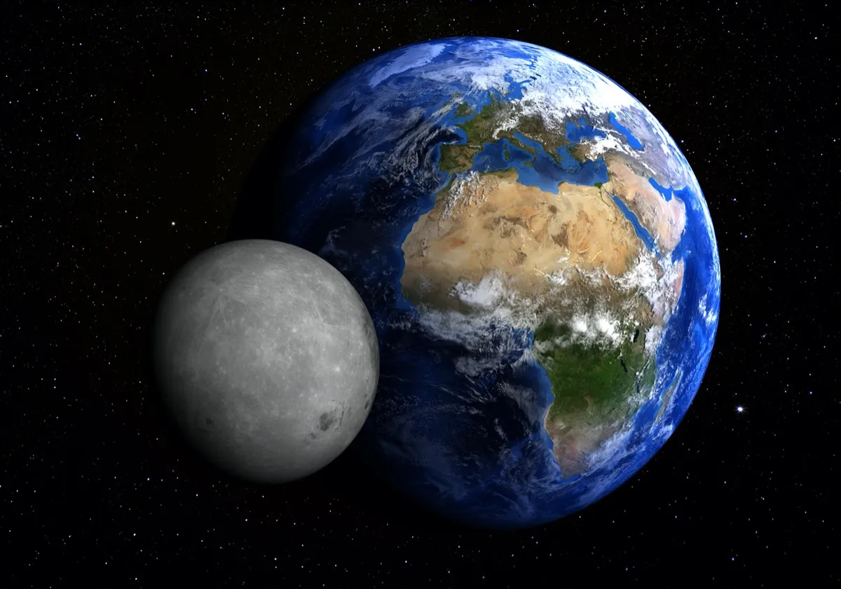 Moon and earth size comparison
