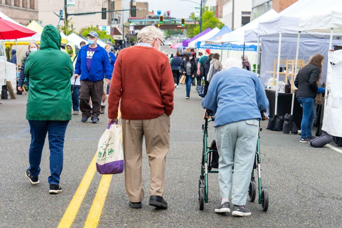 Senior couple at farmers market