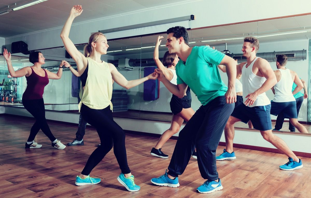 Young people in swing dance class