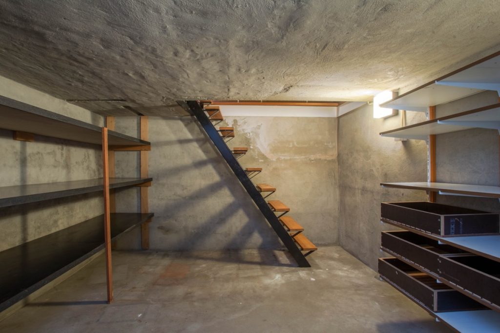 wooden stairs into basement