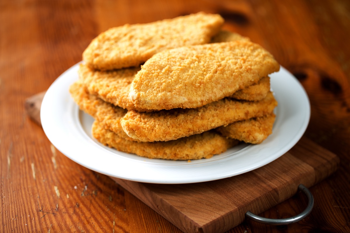 breaded chicken cutlets on a plate