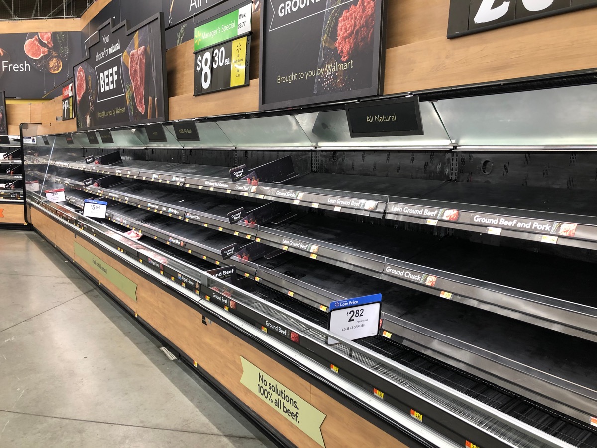 ROCKLIN, CALIFORNIA- March 15, 2020: As the panademic sets in over the Coronavirus, shoppers are buying staples at such a rapid pace stores canâ€™t keep the shelves stocked.