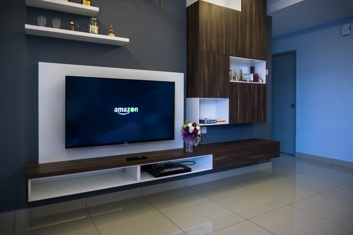 flat screen tv in modern apartment