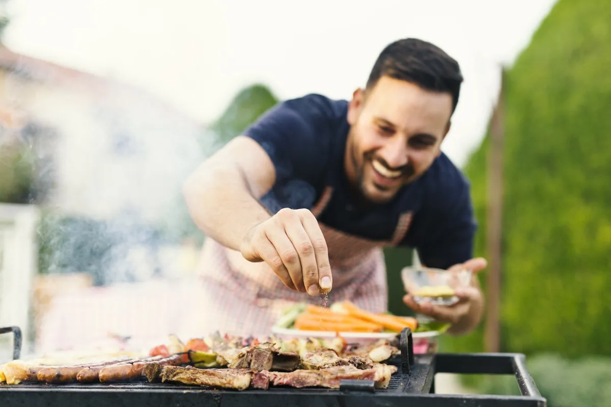 Man barbecuing