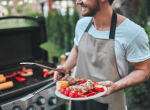 Man barbecuing