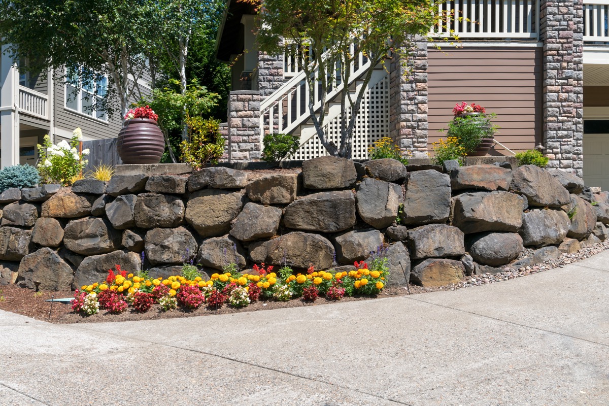 landcaping rocks in front of house