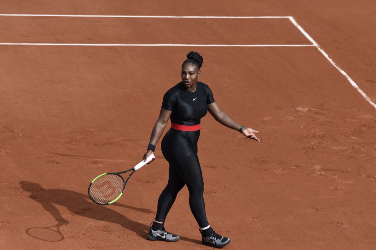 PARIS, FRANCE - MAY 29: Serena Williams (USA) competes in round 1 at the The French Open on May 29, 2018 in Paris, France.