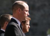 The Duke of Cambridge walking in the procession at Windsor Castle, Berkshire, during the funeral of the Duke of Edinburgh. Picture date: Saturday April 17, 2021.