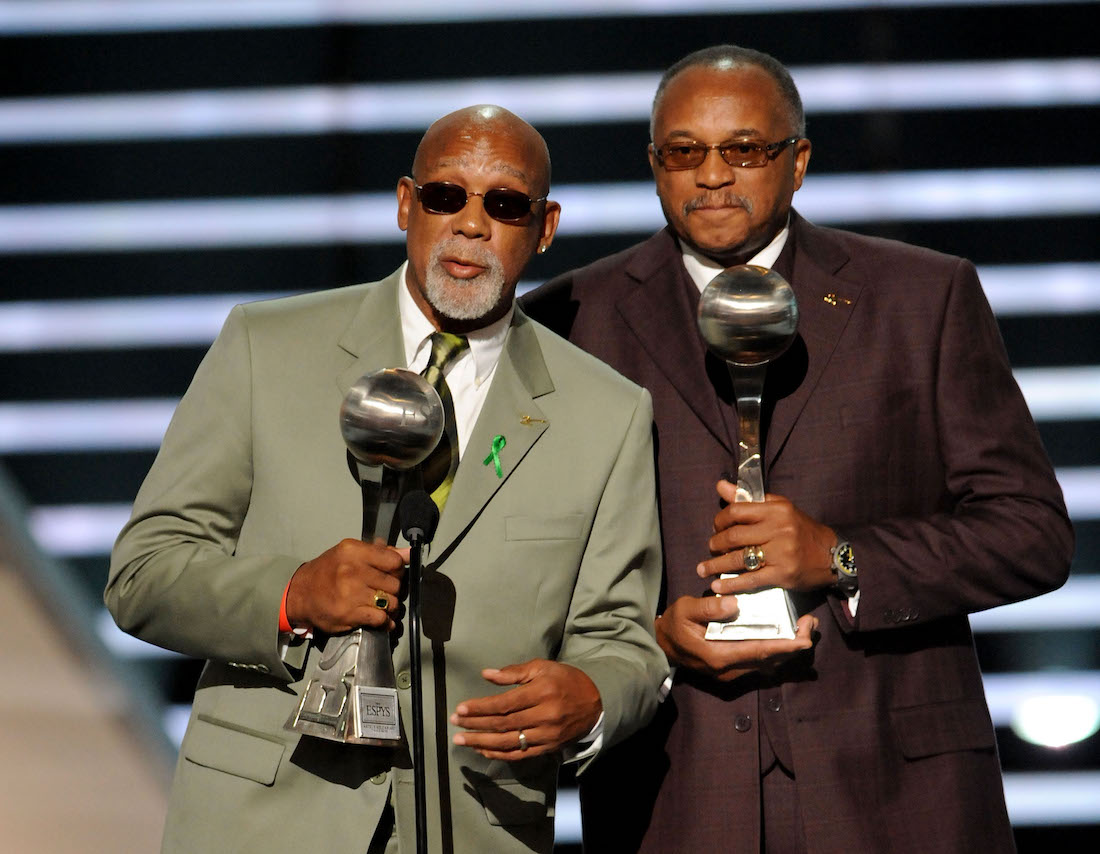 John Carlos and Tommie Smith accepting the Arthur Ashe Award for Courage at the 2008 ESPYs
