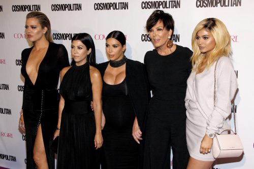 Khloe, Kourtney, and Kim Kardashian, and Kris and Kylie Jenner at Cosmopolitan's 50th Birthday Celebration in 2015
