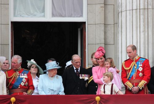 Various members of the British Royal Family during Trooping the Colour in June 2017